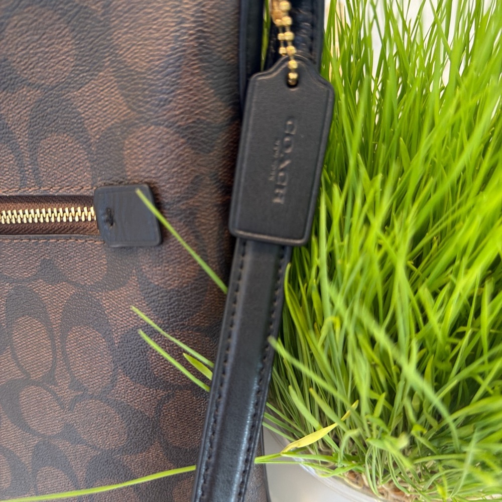 COACH Dark Brown Signature Crossbody with Gold Hardware - Picture 6 of 11
